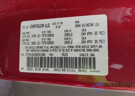 2008 Dodge Ram 1500 Slt z USA, uszkodzony, nr VIN 1D7HA182X8S521860